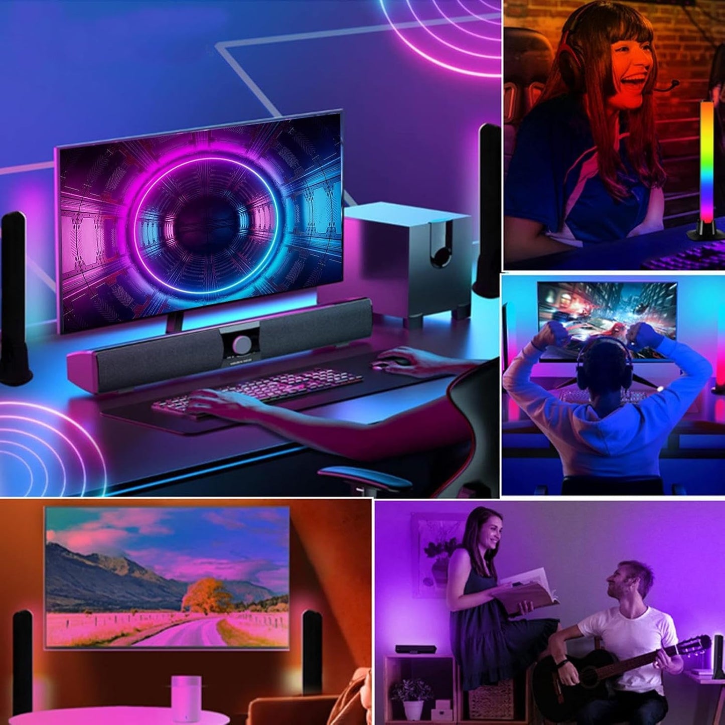 Office Ambient Lighting, RGB Lighting Bar, Smart Decorative Office Light - Lampada Di Controllo Vocale, Elegante Decorazione Da Tavolo Per Camera Da Letto, Soggiorno, Raccolta