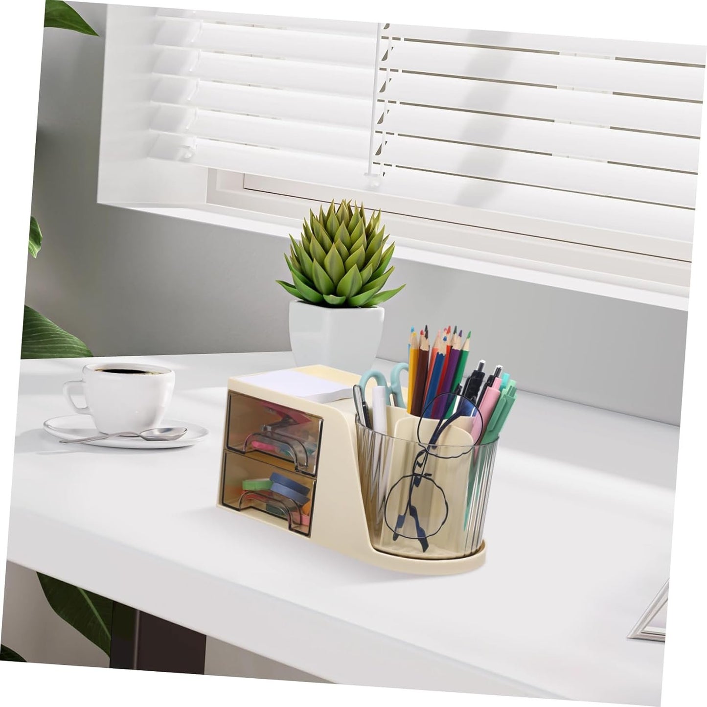 LOPUNER Desk Organizer Rotatable Storage Case Modern Divided Pen Holder Office Supplies Organizer Compact Sleek Design for Efficient Workspace Organization