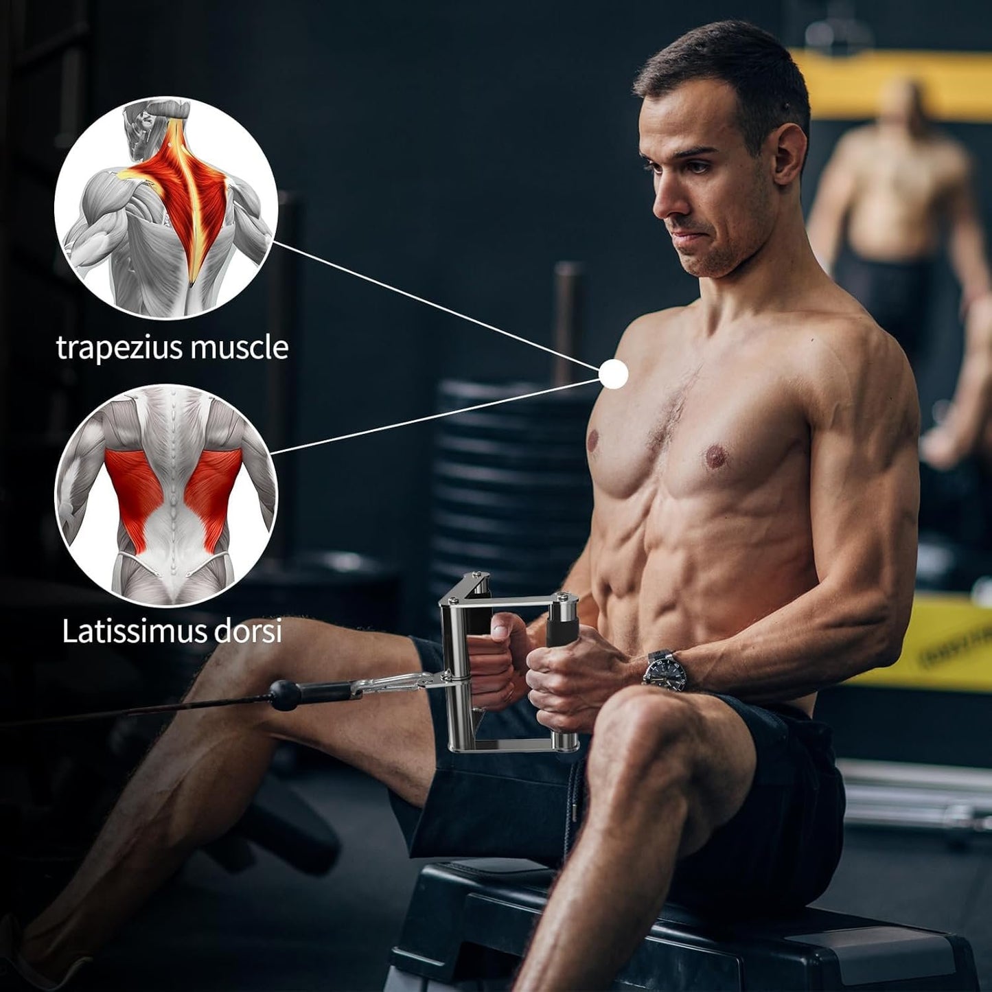 POWER GUIDANCE Triceps Pull Down Attachment, Cable Machine Accessories for Home Gym, LAT Pull Down Attachments - Triceps Rope, LAT Pull Down Bar