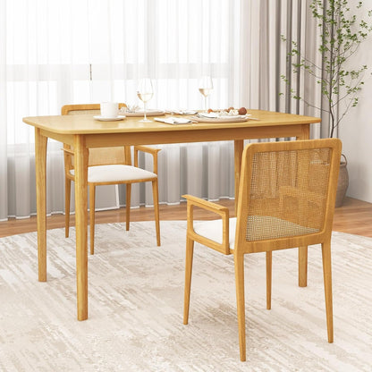 COSTWAY Dining Table, 48” Wooden Rectangular Kitchen Table with Solid Rubber Wood Legs, Spacious Tabletop, Modern Farmhouse Dinner Table for Kitchen, Dining Room, Restaurant