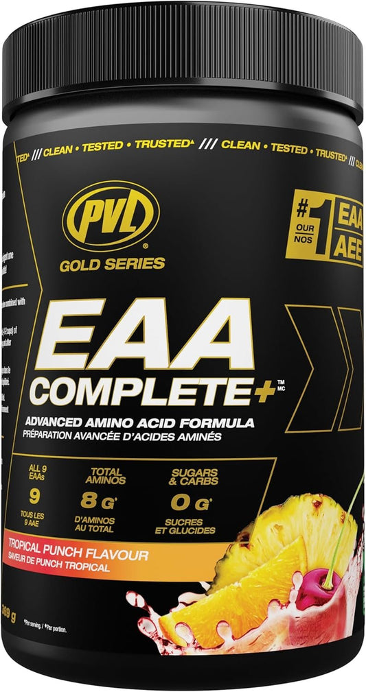 PVL EAA BCAA COMPLETE | Pre, Intra or Post Workout – EAA/BCAA with L-Arginine, Amino Acid Supplement – Keto Friendly – 369 g (30 servings) – Tropical Punch