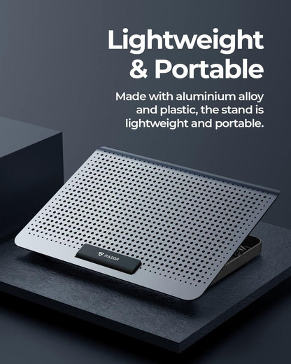 RAEGR RapidCool 900 Aluminium Laptop Cooling Pad |Two USB Port | with Multi-Angle Adjustment & Adjustable wind speed, Metal Support | Foldable Anti-Skid Baffle | Compatible with Laptops Upto 17-inches
