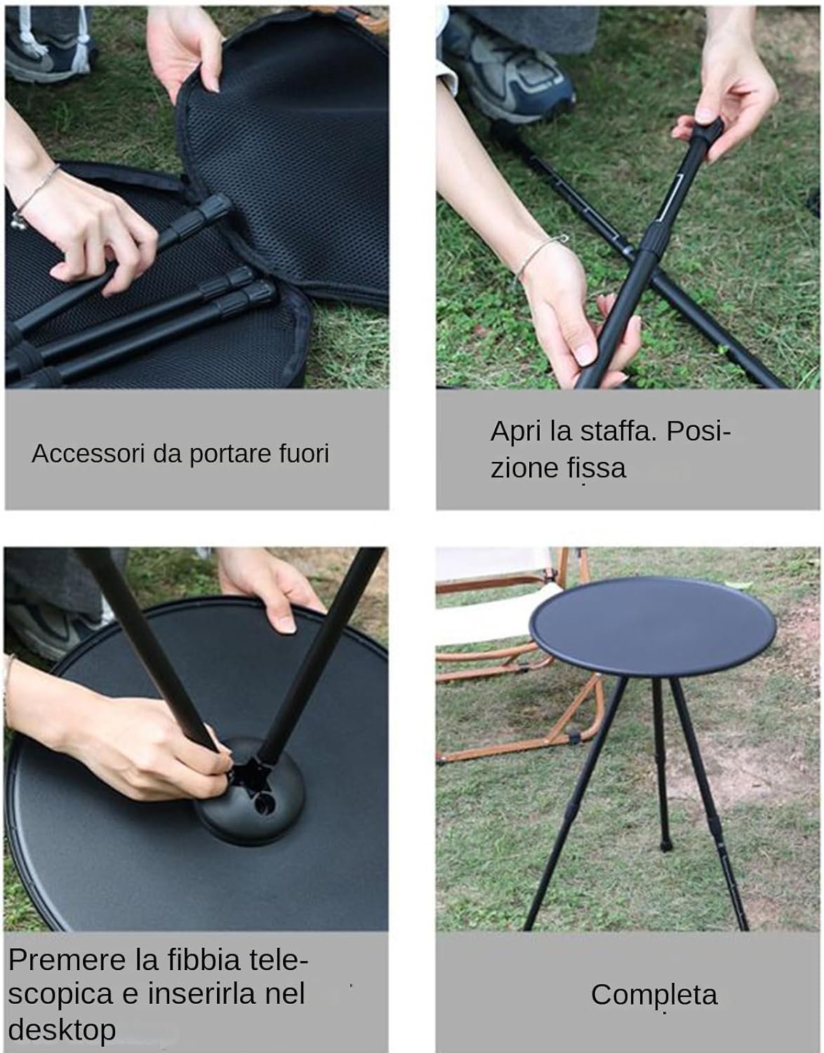 Generico Folding Camping Table, Outdoor Foldable Table, Lightweight Portable, Multi Function Gear, Adjustable Height for Laptop, Food, Drinks, Lamp, Hiking, Picnic, Travel, Backyard