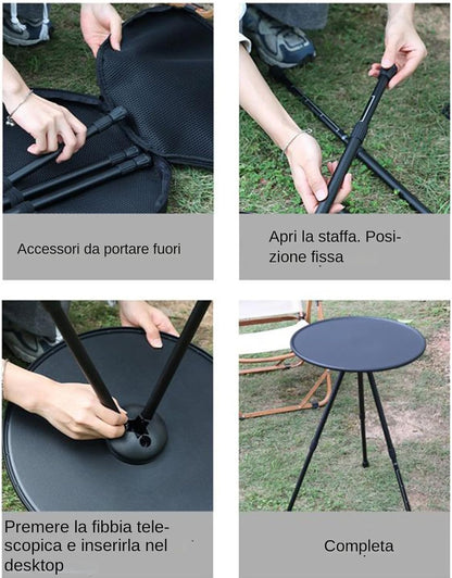 Generico Folding Camping Table, Outdoor Foldable Table, Lightweight Portable, Multi Function Gear, Adjustable Height for Laptop, Food, Drinks, Lamp, Hiking, Picnic, Travel, Backyard