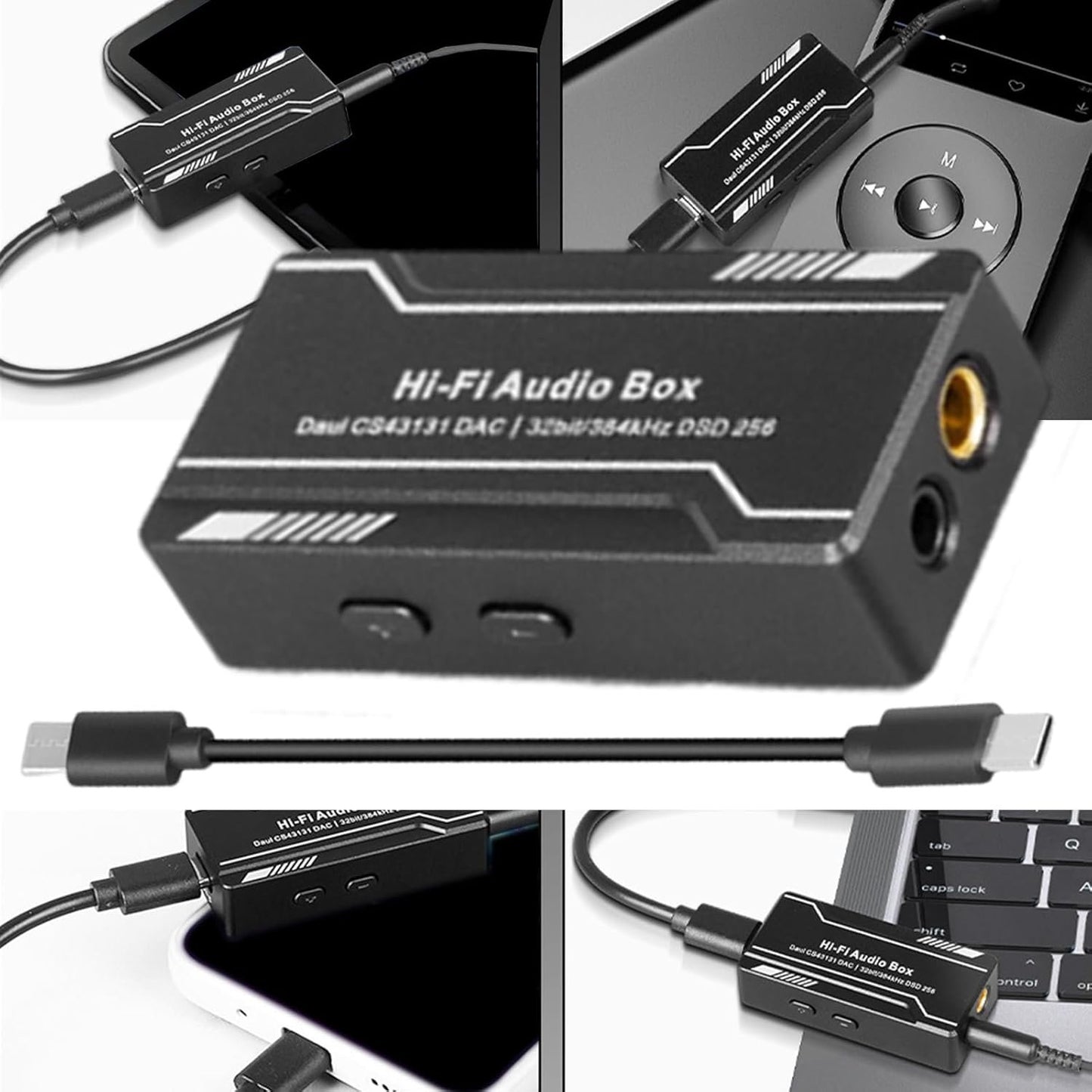 USB Type C to 3.5mm 4.4mm Sound Interfaces CS43131 HiFi Headphone Amplifier Digital Decoding Earphone Converter