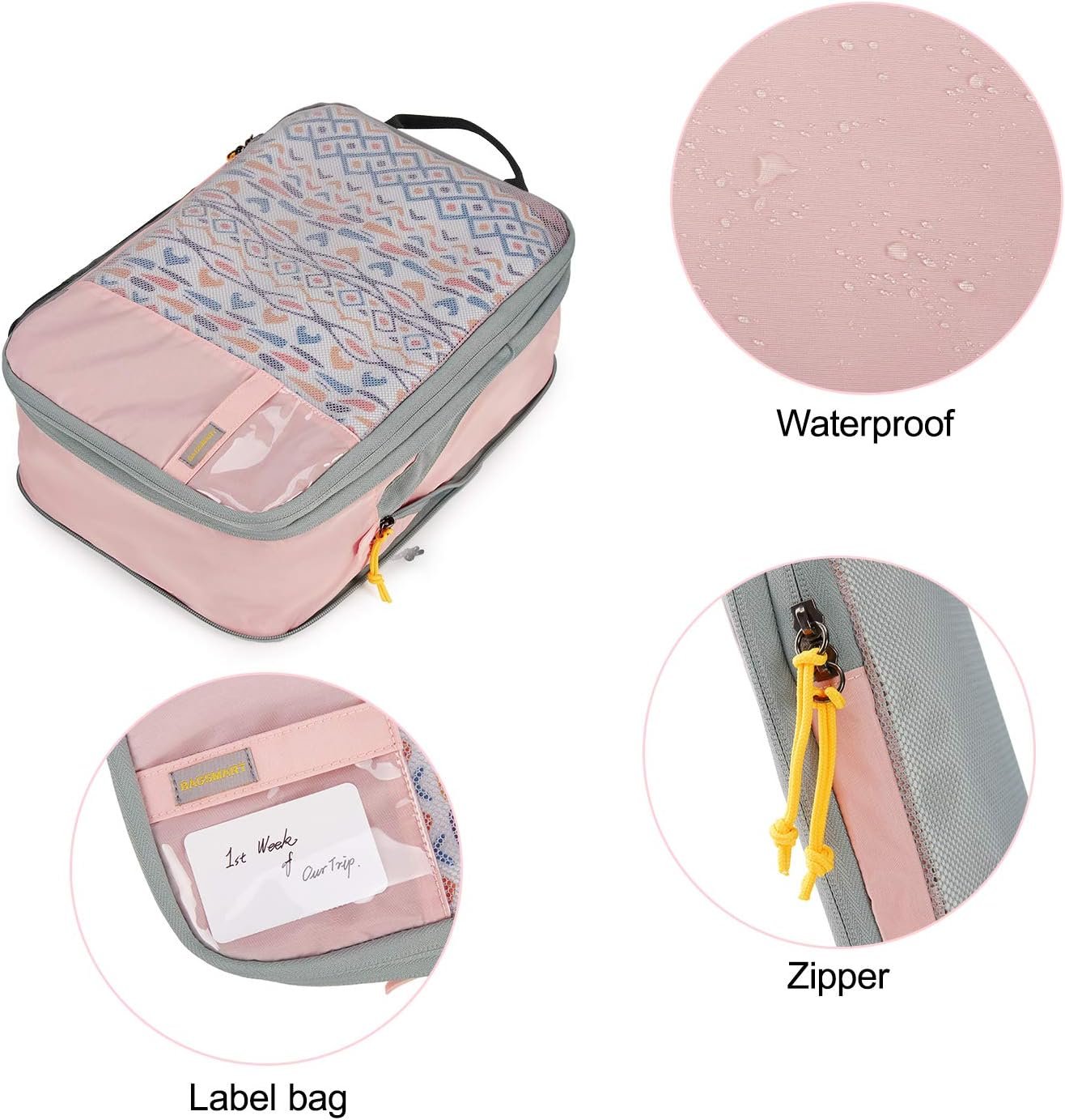 BAGSMART 6 Set Compression Packing Cubes, Lightweight Vacation Travel Essentials for Women, Travel Accessories for Suitcase Organizer Bags Set, Durable Luggage Organizer Travel Bags