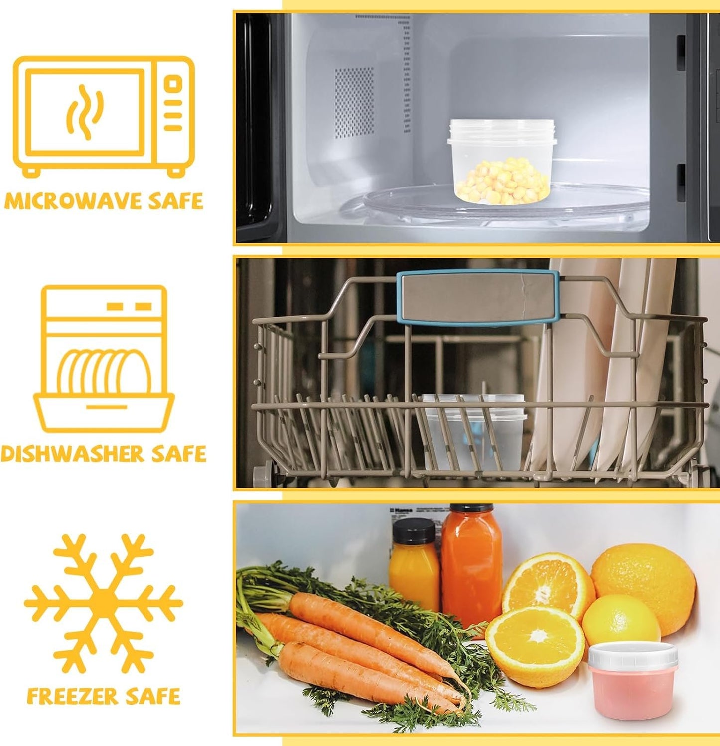 ISUSSER 10 Pack 4oz Reusable Small Plastic Containers with Screw Lids, Stackable Food Storage Jars, Sauce Condiment Jars Lunch Box Accessories