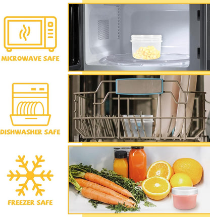 ISUSSER 10 Pack 4oz Reusable Small Plastic Containers with Screw Lids, Stackable Food Storage Jars, Sauce Condiment Jars Lunch Box Accessories