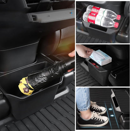 Rear Center Console Organizer for Tesla 2024 Model Y, Car Storage Box Backseat Garbage Can TPE Row Seat Container with Lid Interior Accessories for 2024 2023-2020 Model Y