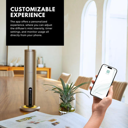Levona Scent Essential Oil Diffuser - Cold Air Diffuser, Waterless Plug-in Aroma with Night Light, App Controlled - for Home, Office & Hotel - Covers 1000 sq ft - Acasa 1000, Gold (Oil Not Included)