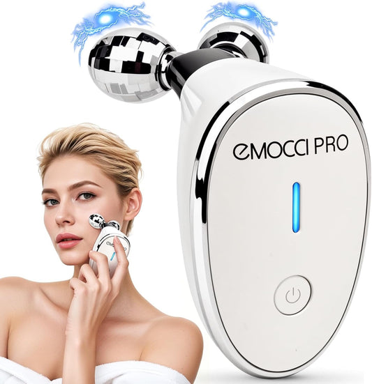 Microcurrent Face Massager,5 in 1 Electric Facial Roller Luminesce Sculpting Lifting Tightening Device Facial Sculptor for Neck Body Spa Gua Sha Tool Double Chin Beauty Tool(White)