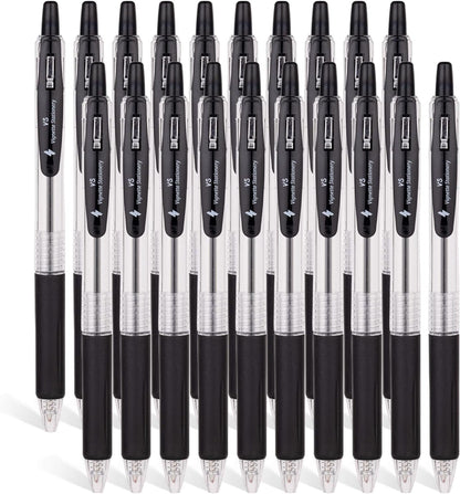 Vignette Stationery Black Ballpoint Pens, 1.0mm Tip, Retractable, Extra Smooth, Quick Dry Ink, Oil Base, Waterproof, Non-Bleeding, 20 Value Pack, School Office University Student Admin Writing Pen