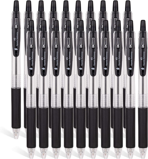 Vignette Stationery Black Ballpoint Pens, 1.0mm Tip, Retractable, Extra Smooth, Quick Dry Ink, Oil Base, Waterproof, Non-Bleeding, 20 Value Pack, School Office University Student Admin Writing Pen