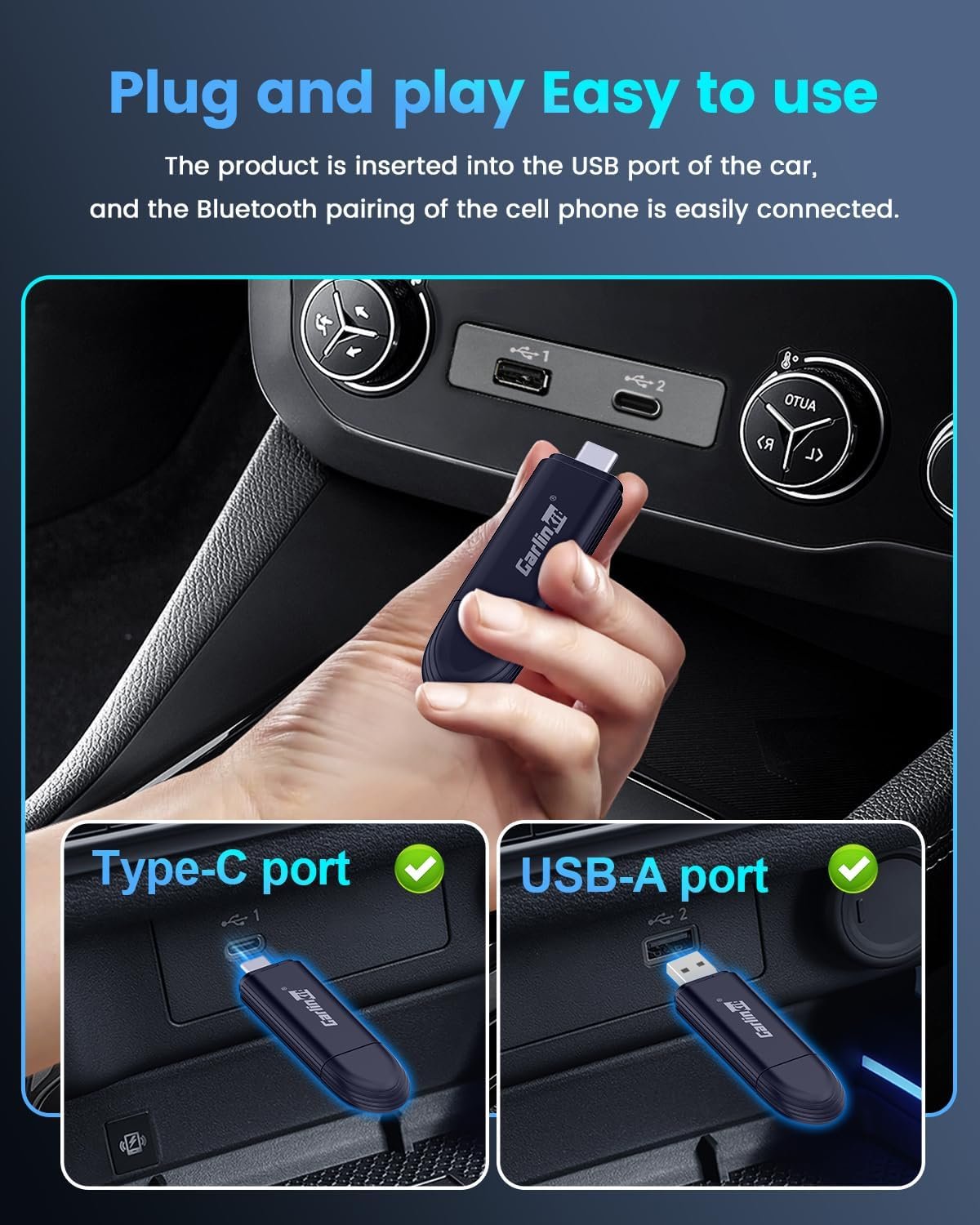 Carlinkit Mini SE Pro Wireless CarPlay Adapter/Wireless Android auto A dapter, Hige-Grade Durability, USB-C/A Universal Car Adapter for iOS/Android