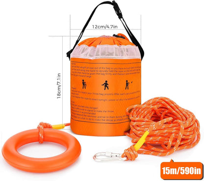 Throw Bags for Water Rescue, 881.85 Lbs Safety Throws Bag, 0.31inches High-Visibility Flotation Device, Outdoor Liquid Sports Gear Kayaking, River Trips, Crisis Safe Tool