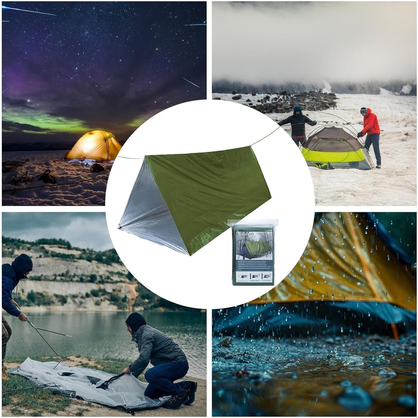 Tent Shelter - 2-Person Outdoor Camping Tent,Lightweight Windproof Waterproof Tarp Sleeping Bag Thermal Sack Blanket for Outdoor Activities