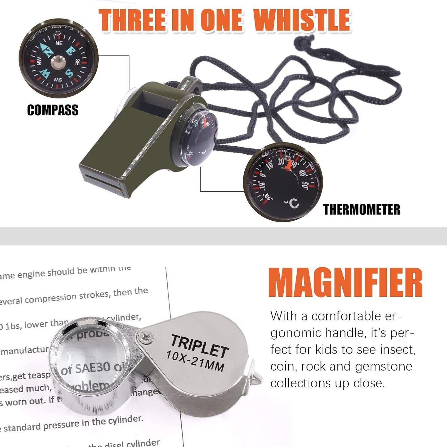 Tanstic 6Pcs Geology Rock Hammer and Chisel Kit, 30oz Hammer & 12" Digging Chisel, Whistle, Safety Glasses, Jewelers Loupe and Gloves, Rock Hounding Equipment Set for Rock Hounding Stone Breaking