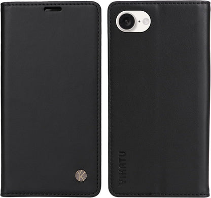 YBFJCE Case for iPhone 16e PU Leather Wallet Cover, Flip Folio Case with Card Holders,Magnetic Phone Cover Compatible with iPhone 16e,Black