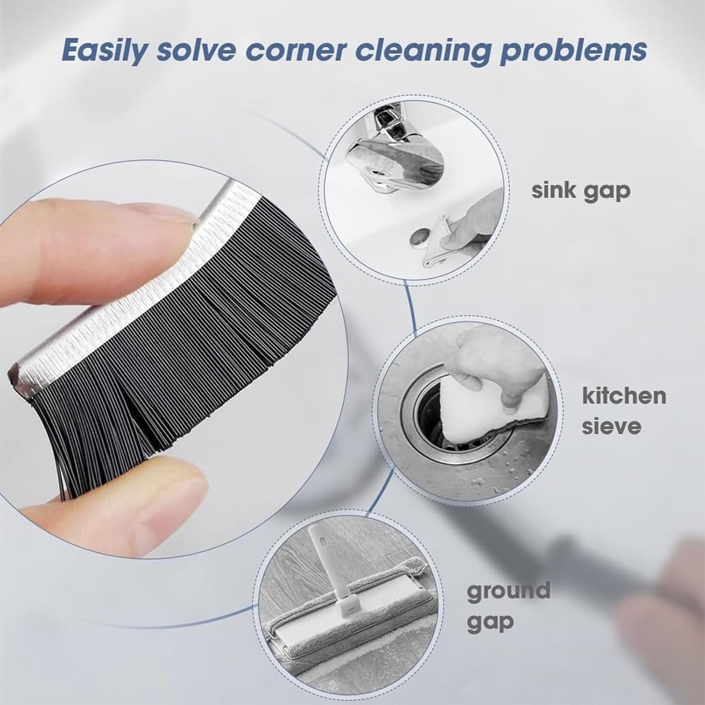 Sunbilien Crevice Cleaning Brushes， Scrub Tool for Hard to Reach Tight Spaces,Home Essentials for Shower, Bathroom, Kitchen, Toilet & Windows Deep Clean Corners, Grout,Tiles, Sinks