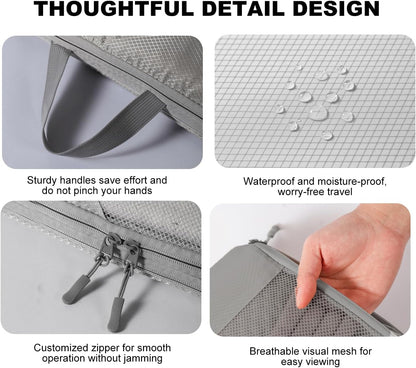 GIOD Compression Packing Cubes Set, 9 Pcs Travel Packing Organisers, Ultra -light Extended Waterproof Storage Bag, Suitcase Storage Bag, Clothes and Shoes Travel Bags, Travel Accessories (Grey)