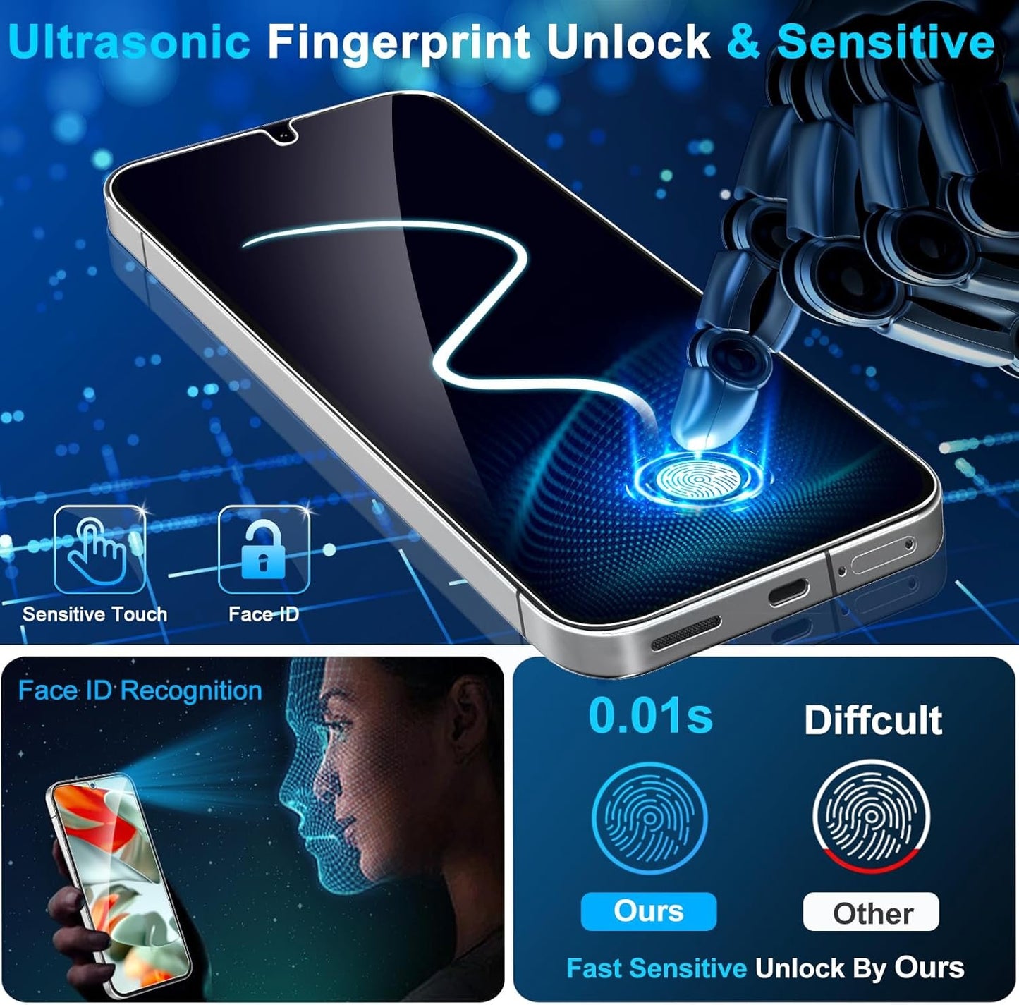 3 Pack Glass Screen Protector for Google Pixel 9, Ultrasonic Fingerprint Unlock, HD Clear Case Friendly Tempered Glass for Google Pixel 9 Screen Protector 5G