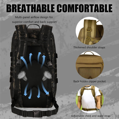 Protector Plus Tactical Travel Backpack 60L Military MOLLE Duffel Bag (Rain Cover & Patch Included)