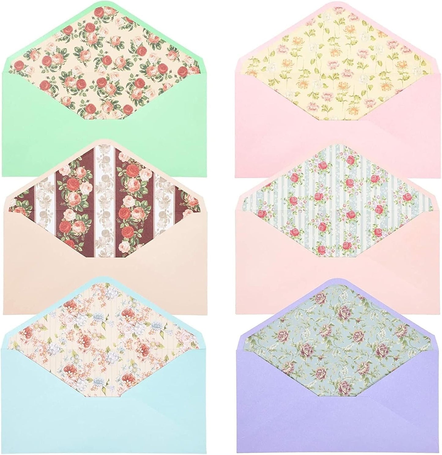 60 Sheets Vintage Floral Stationary with 30 Envelopes, Letter Writing Paper for Poems, Thank You Notes, Pen Pal, Scrapbook, Calligraphy (6 Designs, 10.2 x 7.25 in)