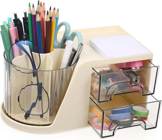 LOPUNER Desk Organizer Rotatable Storage Case Modern Divided Pen Holder Office Supplies Organizer Compact Sleek Design for Efficient Workspace Organization