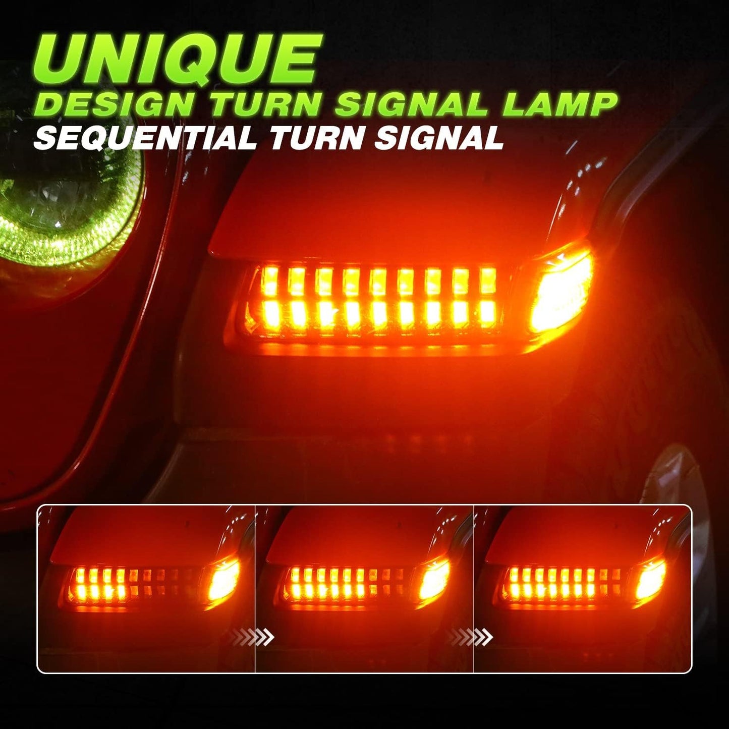 New Upgrade Smoke Lens LED Fender Light Kit for JL Wrangler JT Gladiator, LED Turn Signal Lights with DRL & Side Marker Lights Replacement for Jeep Wrangler JL JT 2018-2023