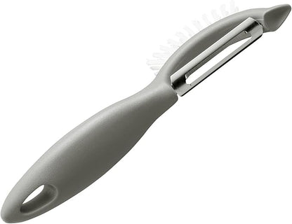 Rachael Ray Kitchen Tools and Gadgets Vegetable / Fruit Peeler with Brush - 3-In-1 , Sea Salt Gray