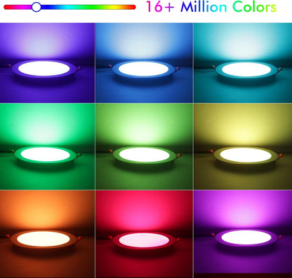 CLOUDY BAY [4 Pack] 8 inch Smart WiFi LED Recessed Lights,20W RGBCW Color Changing Recessed Lighting,Compatible with Alexa and Google Home Assistant,No Hub Required,2700K-6500K,CRI90+ Wet Location