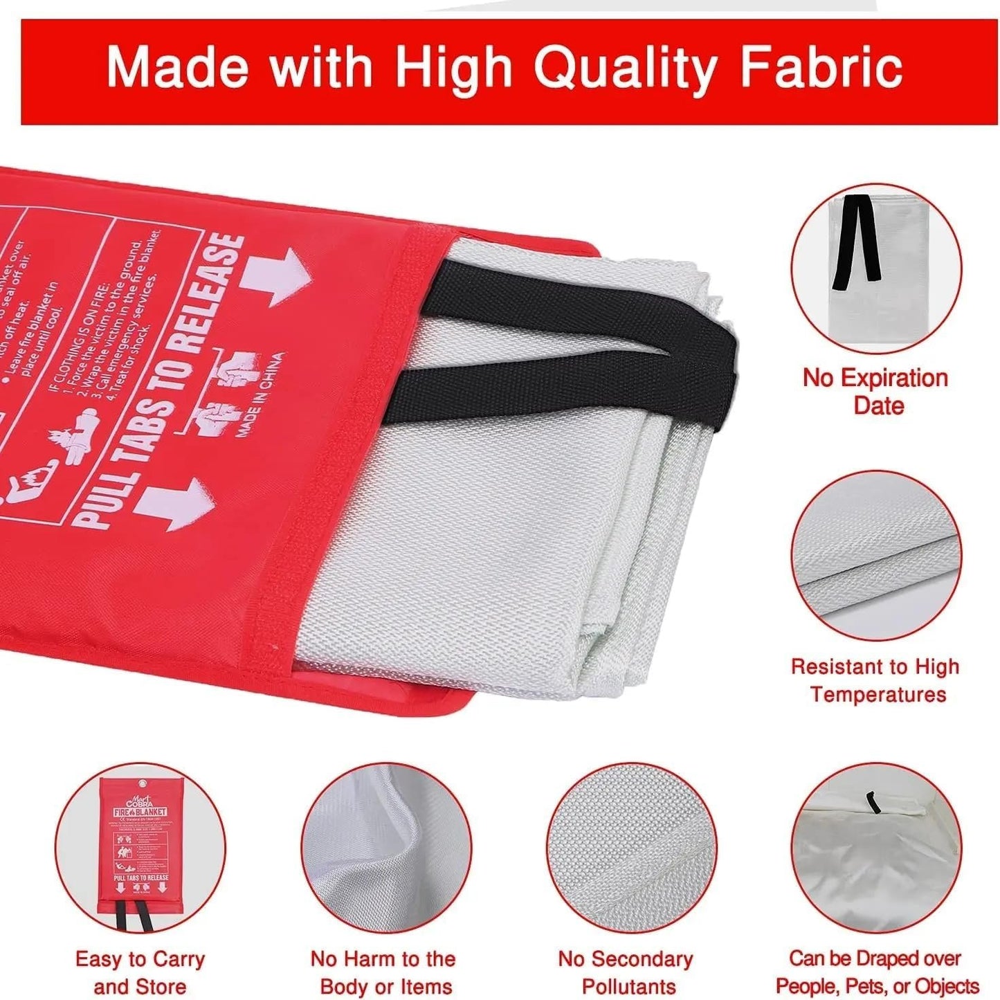 Liwes Emergency Fire Blanket,Fire Extinguishers Tent Boat Emergency Blanket Survival Fire Shelter Safety for Home, School, Fireplace, Grill, Car, Office, Warehouse (39.4" x 39.4") (1-Pack)