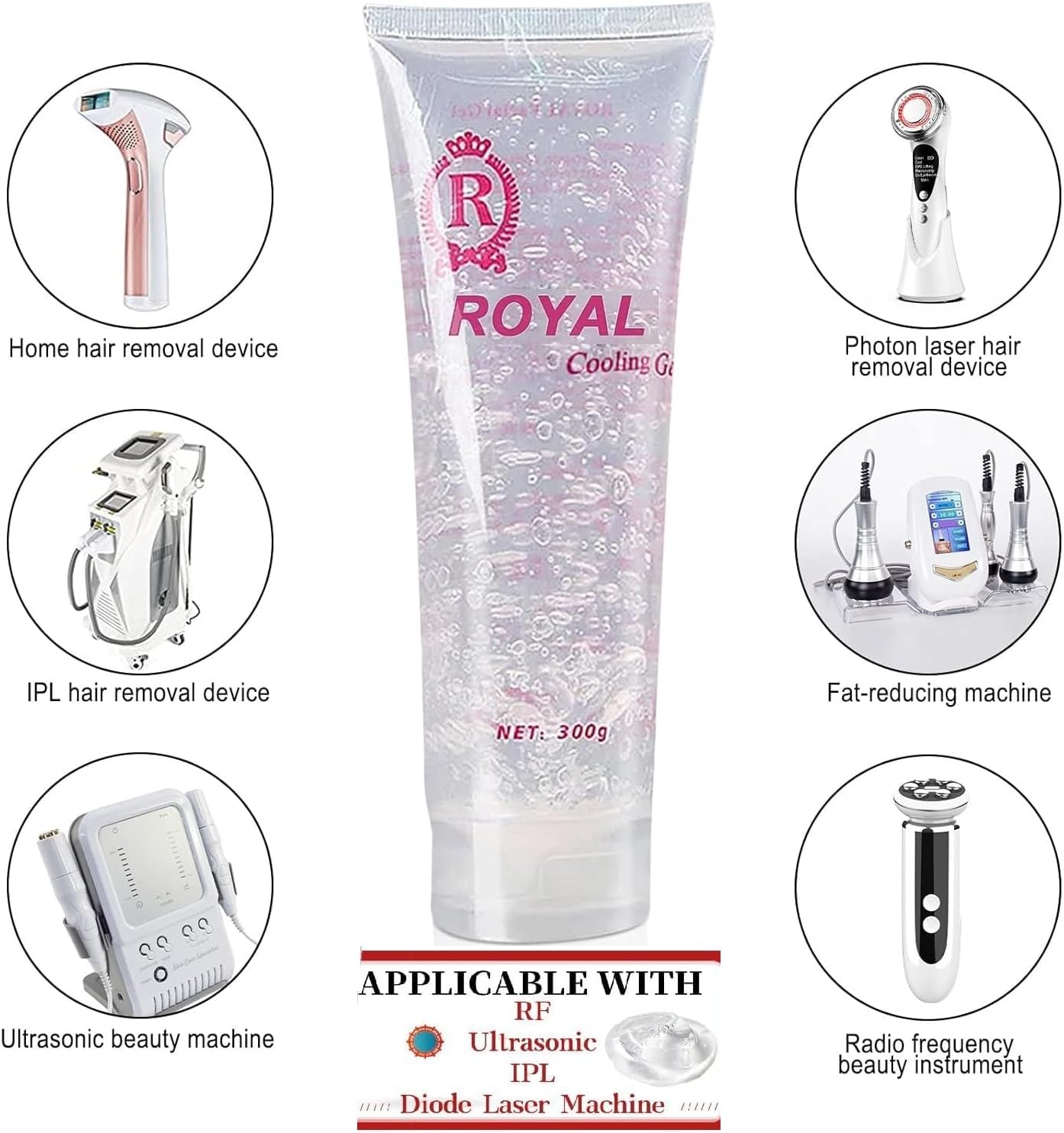 Cooling Conductive Gel for Laser Hair Removal Device and RF Radio Frequency Facial Body Skin Care Machine for Women and Men 300ML