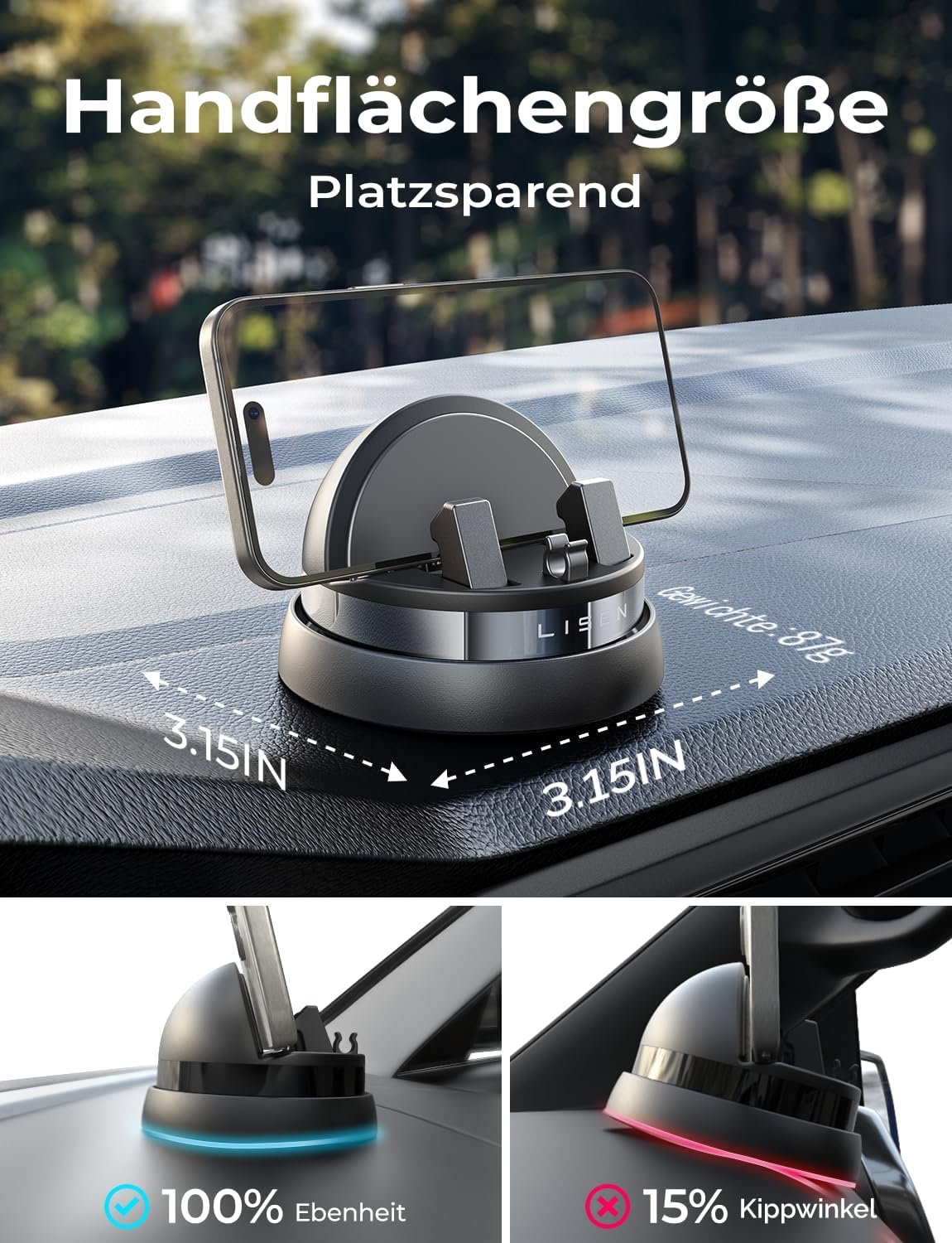LISEN Universal Car Phone Holder, Car Phone Holder, Car Phone Holder, Car Phone Holder, Suction Cup for Phone, Car Smartphone Holder, Car Phone Holder