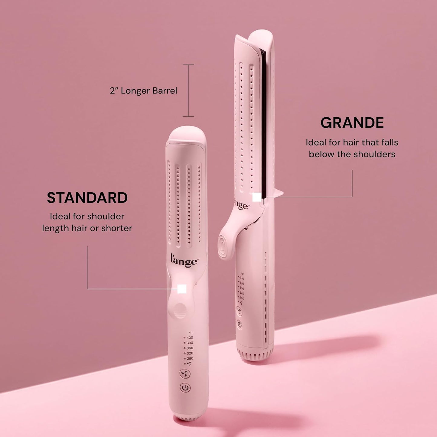 L'ANGE HAIR Le Duo Grande 360° Airflow Styler | 2-in-1 Curling Wand & Titanium Flat Iron Professional Hair Straightener and Curler with Cooling Air Vents to Lock in Style | Adjustable Temp (Blush)