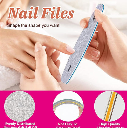 Nail File,11 Pack Professional Nail Files and Nail Buffers Kit, H HOME-MART Washable Double Sided Nail Care Nail Buffer Emery Board and 5pcs Buffers, Nail Tools Block 150, 180, 240, 100/180, 220/280, 1000/4000 Double Sided Buffer