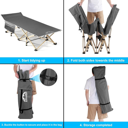 Camping Cot, 450LBS(Max Load), Portable Folding Outdoor Bed with Carry Bag for Adults Kids, Heavy Duty Cot for Traveling Gear Supplier, Office Nap, Beach Vocation and Home Lounging