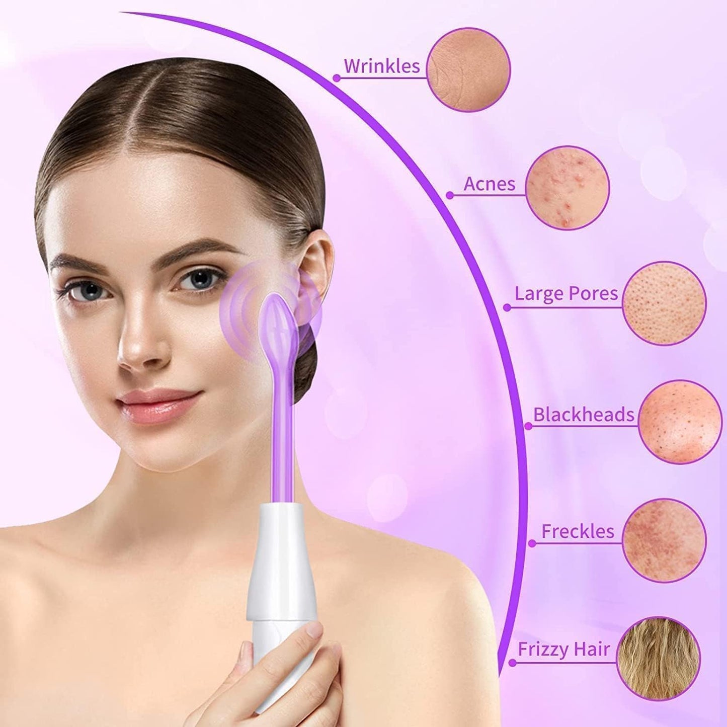 PFATURKHN Handheld Red Light Electrotherapy High Frequency Cosmetology Instrument,Portable 5 in 1 High Frequency Facial Machine,Anti-Aging Skin Care Device for Acne, Wrinkles & Hair Growth