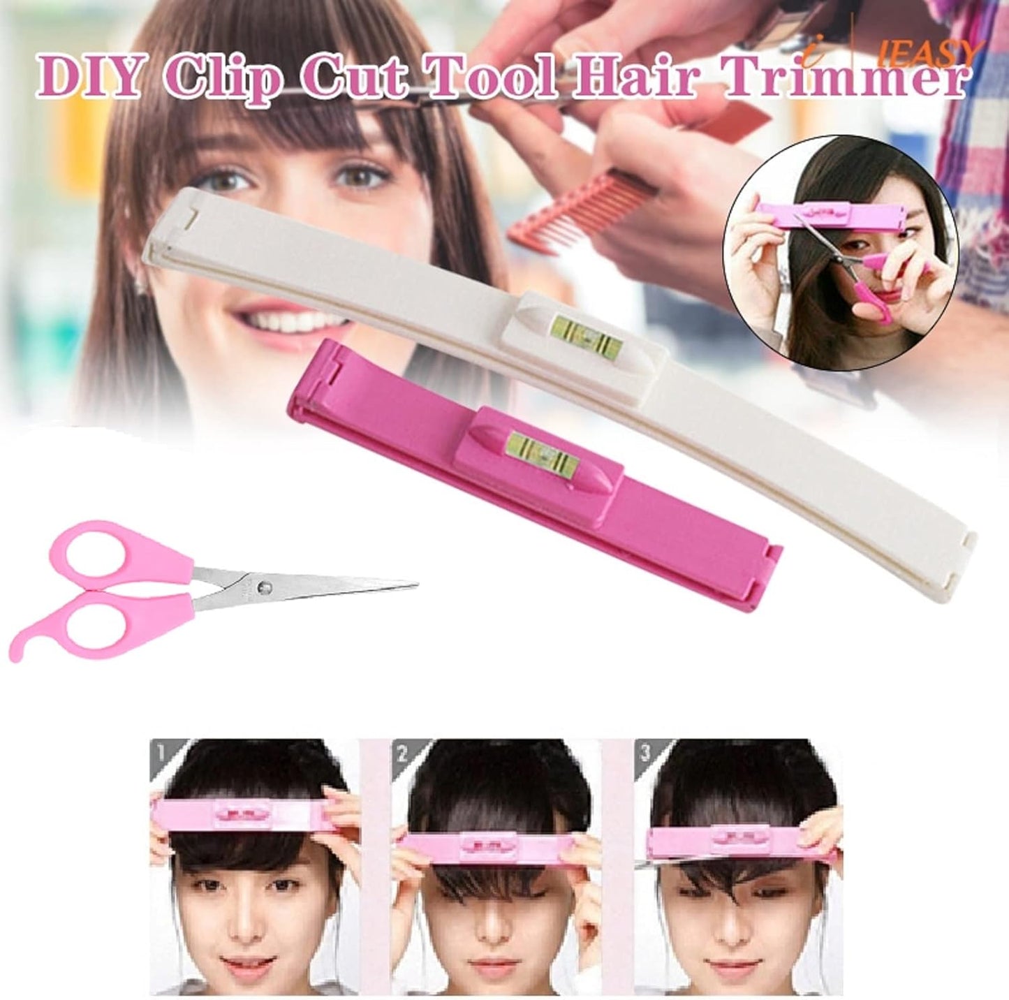 Hair Cutting Tools, Hair Cutting Tool for Bangs, Hair Cutting Clips, Home DIY Hairdresser, with Scissors, for Bangs, Layers and Split Ends, DIY Styling