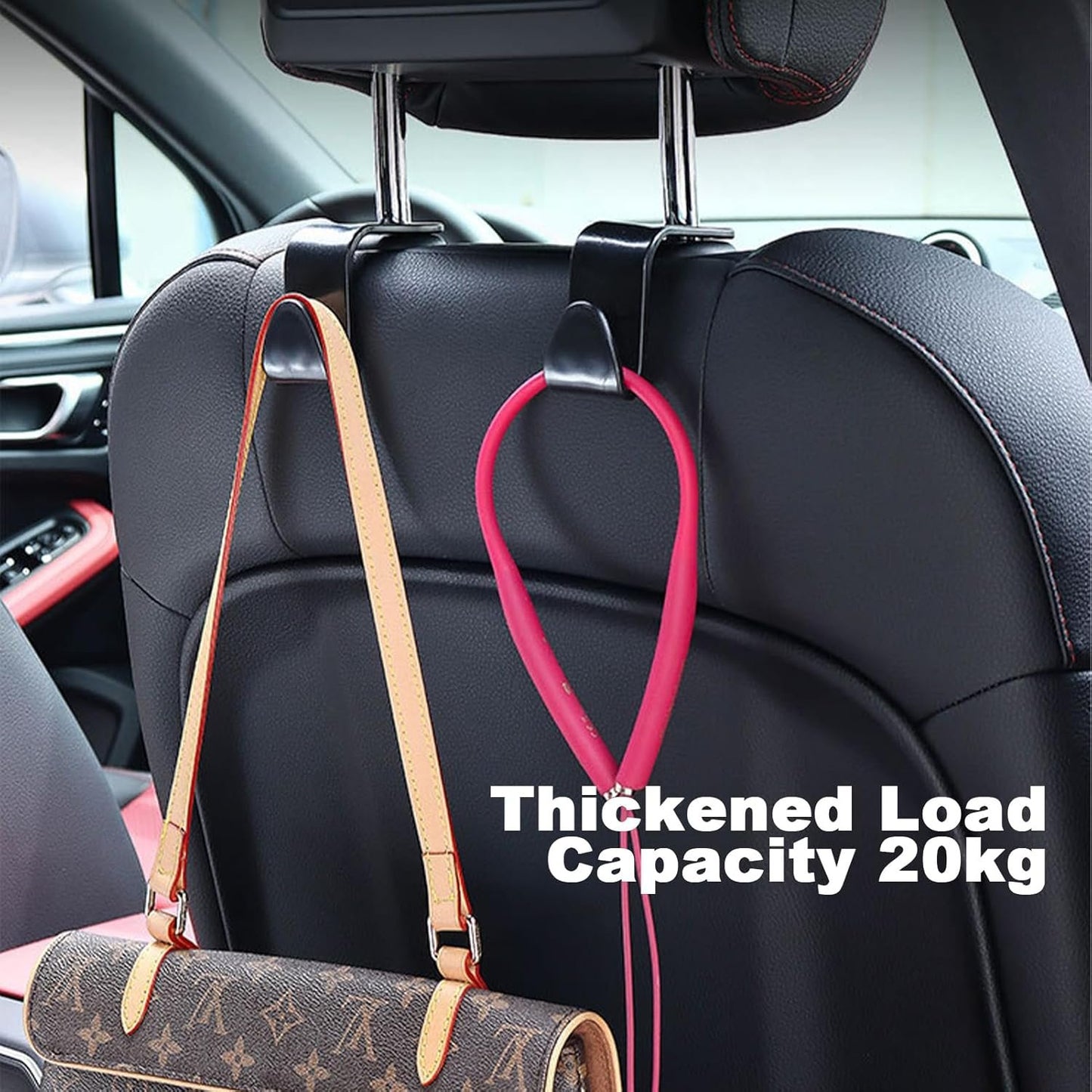 4 Pieces Car Accessories Interior, Car Accessories, Car Seat Hooks, Car Headrest Hooks, for Bags, Clothes, Umbrellas, Shopping Bags, Water Bottles (Black)