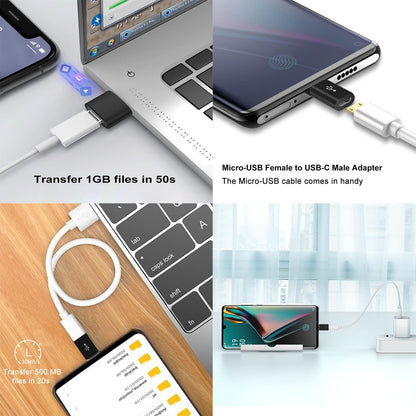 USB C Adapters 4 Pack, USB C to USB 3.0 OTG Adapter, Micro USB to USB C Adapter Compatible with MacBook Pro, Samsung Galaxy, Smartphones, Laptops, PC, in Car and More