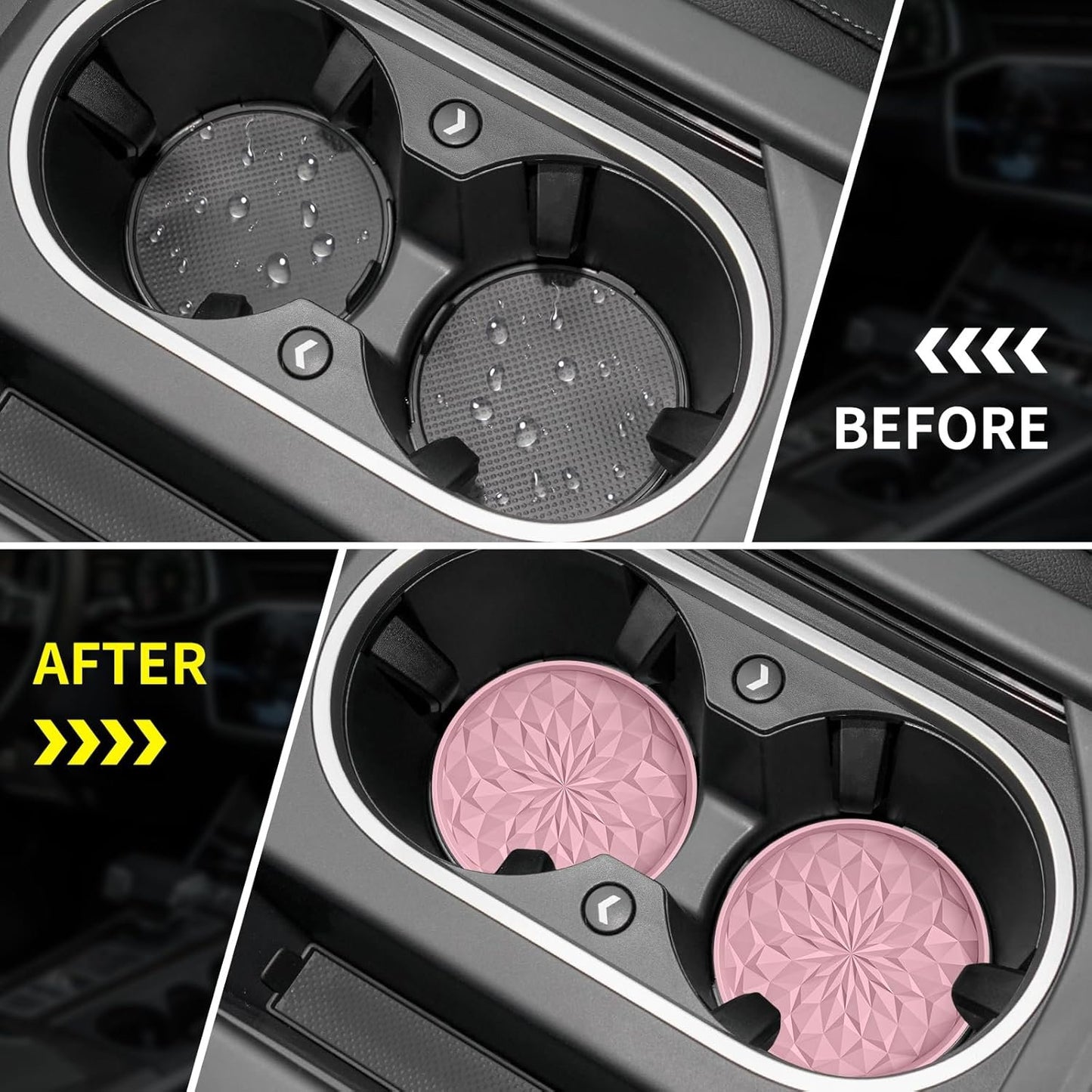 ME.FAN Car Cup Coaster [4 Pack] Silicone Car Coasters/Cup Mats - 2.75In Universal Non-Slip Recessed Car Interior Accessories - Car Cup Holder Insert Coasters Dusty Rose
