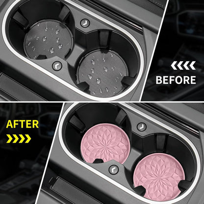ME.FAN Car Cup Coaster [4 Pack] Silicone Car Coasters/Cup Mats - 2.75In Universal Non-Slip Recessed Car Interior Accessories - Car Cup Holder Insert Coasters Dusty Rose