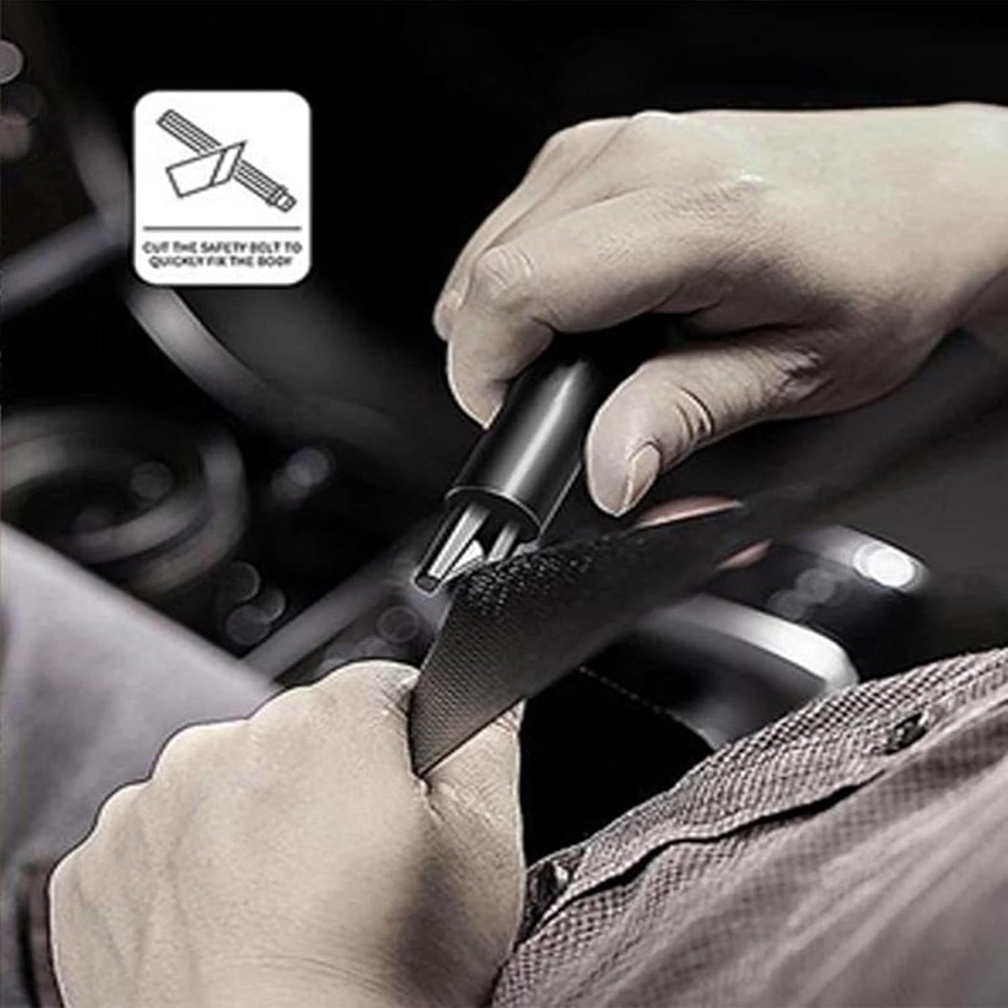 Safehammer Safe Hammer Glass Breaker, Safe Hammer and Seat Belt Cutter with Mount, 2-in-1 Emergency Escape Tool for Rescue, Disaster, Escape (Black,3pcs)