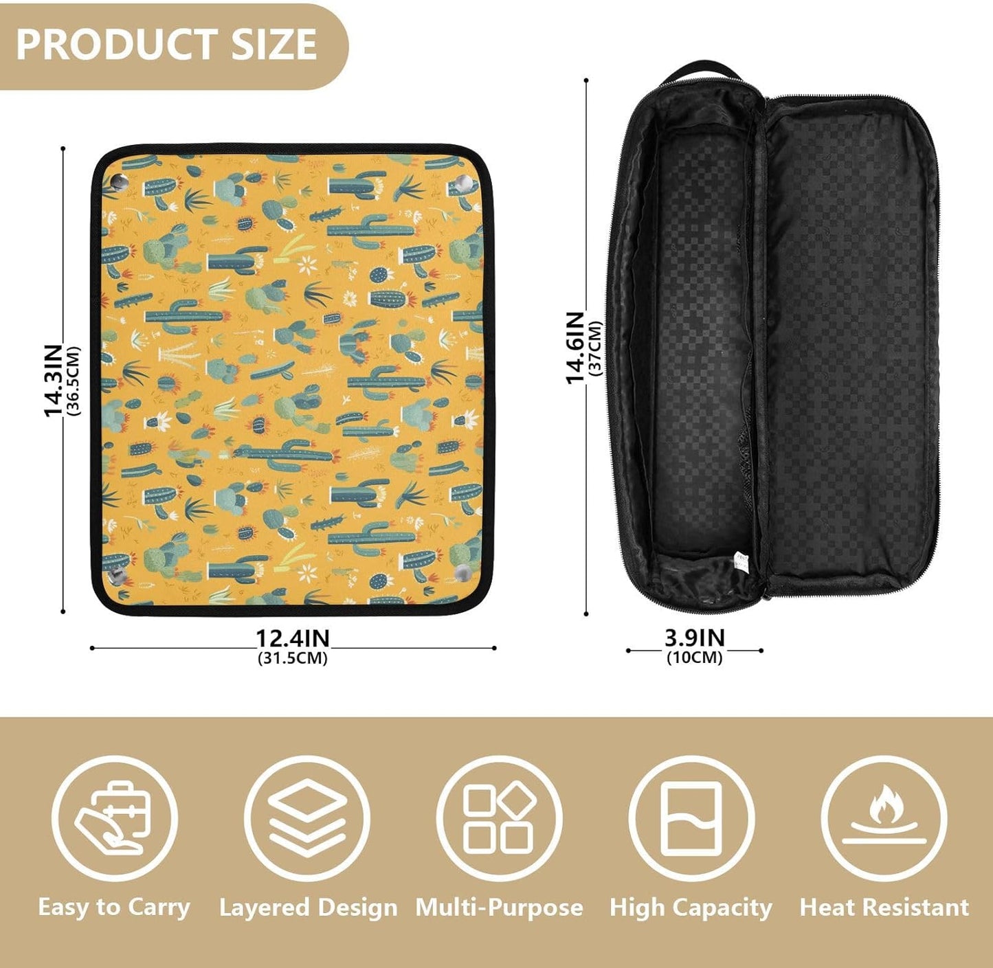 Borsa da viaggio per strumenti per capelli gialli con tappetino rimovibile resistente al calore per ferro arricciacapelli borsa da viaggio per utensili caldi e accessori per la cura dei capelli