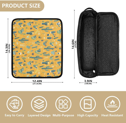 Borsa da viaggio per strumenti per capelli gialli con tappetino rimovibile resistente al calore per ferro arricciacapelli borsa da viaggio per utensili caldi e accessori per la cura dei capelli
