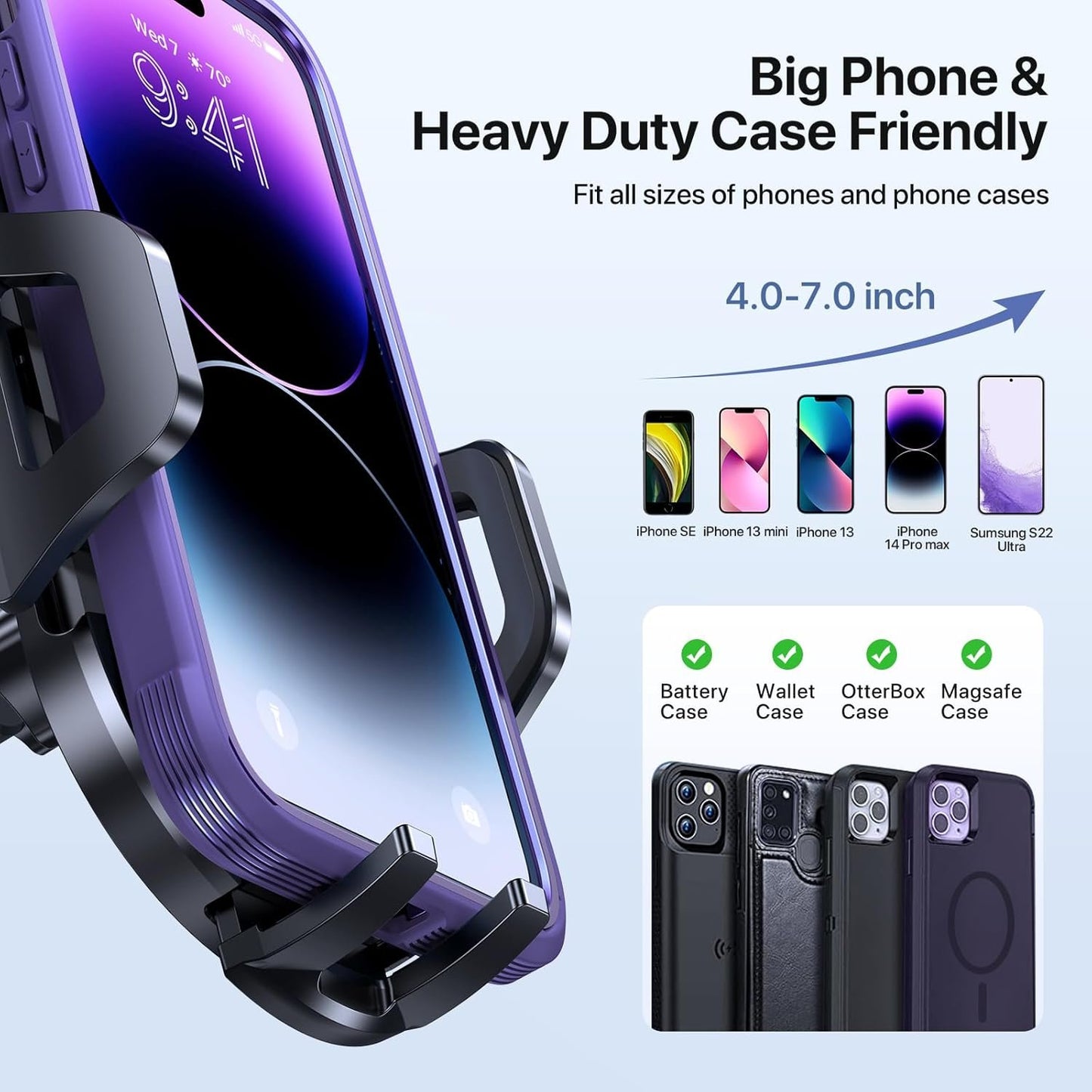 Miracase Phone Holders for Your Car, Multifunctional Car Phone Holder with Suction Cup Base, Hands Free Universal Cell Phone Car Mount, Automobile Phone Mount Car for iPhone Android Smartphones(Base)