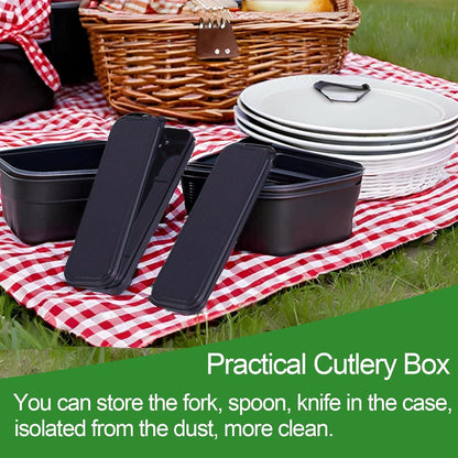 HMDZMR Utensil Case 2 Pack Travel Silverware Case Black Flatware Storage Box Travel Utensils Cutlery Case for Fork Spoon Chopsticks
