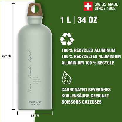 SIGG - Aluminum Water Bottle - Traveller MyPlanet Repeat Plain - Climate Neutral Certified - Suitable For Carbonated Beverages - Leakproof & Lightweight - BPA Free - 34oz