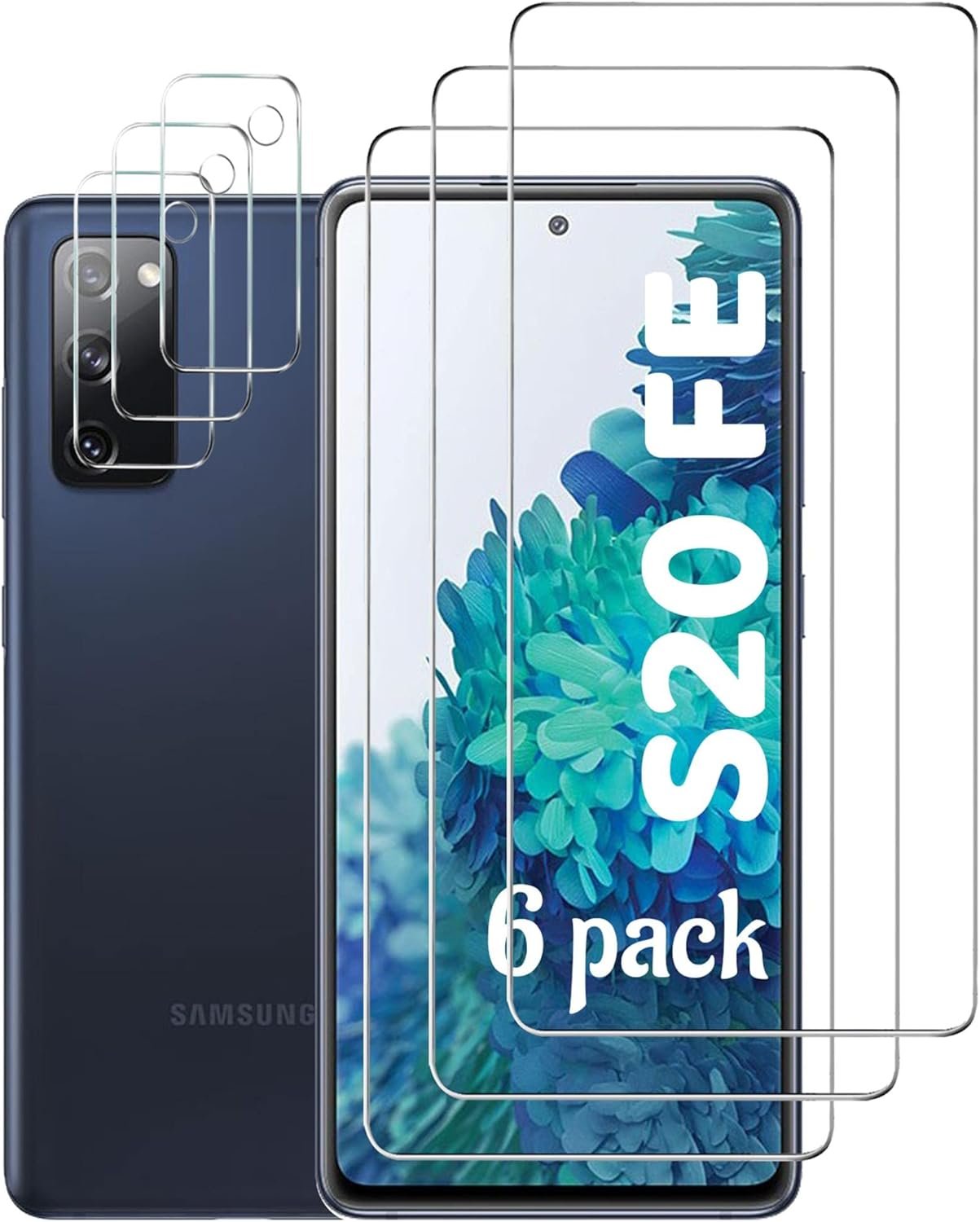 Galaxy S20 FE Screen Protector and Camera Protector, [3 Screen Protectors+3 Camera Protectors][Support Fingerprint] Tempered Glass Screen Protector for Samsung Galaxy S20 FE 5g/4g